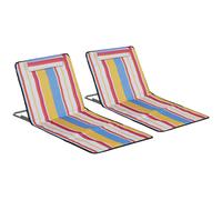Outsunny Set de 2 Esteras de Playa Plegables 124x53x50cm con Respaldo Ajustable y Reposacabezas Esterillas con Bolsa Multicolor Aosom España