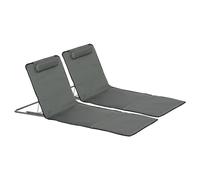Outsunny Set de 2 Esteras de Playa Plegables 124x53x50cm con Respaldo Ajustable y Reposacabezas Esterillas con Bolsa de Transporte Gris Aosom España