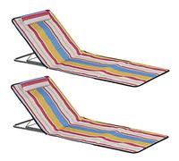 Outsunny Set de 2 Esterillas de Playa Plegables 124x53x35-45 cm Multicolor