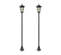 Outsunny set de 2 farolas solares de jardín, luces solares de exterior de acero inoxidable con altura ajustable, 2 modos de brillo, ip44 impermeable, para terraza, patio, 23,5x23,5x186 cm, negro 186 c