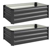 Outsunny Set de 2 Jardineras de Exterior de Acero Rectangulares para Cultivos Plantas Flores para Patio 100x60x30 cm Gris Oscuro Aosom España