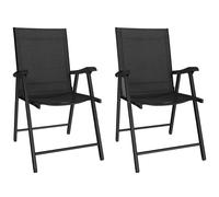Outsunny Set de 2 sillas plegables para jardín con respaldo alto y reposabrazos acero Texteline 58 x 62 x 97 cm negro