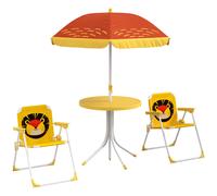 Outsunny Conjunto mesa y sillas infantil, 2 sillas plegables, mesa con sombrilla ajustable León