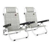 Outsunny Set de 2 Sillas Tumbona Plegables, Reclinables de Exterior con 4 Posiciones Regulables Aosom España