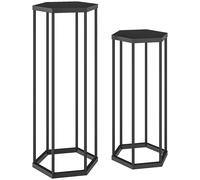 Outsunny Set de 2 soportes para plantas para interior y exterior, soportes hexagonales metálicos para macetas para jardín, terraza, balcón Aosom España