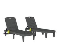 Outsunny Set de 2 Tumbonas de Jardín Exterior Reclinables Bandeja Lateral Gris Gris claro