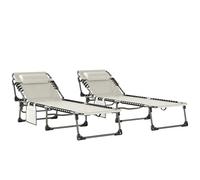 Outsunny Set de 2 Tumbonas Jardín Exterior Plegables Reposacabezas Crema