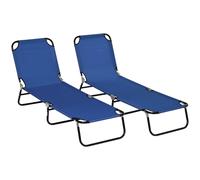 Outsunny Set de 2 tumbonas plegables, tumbona de jardín con respaldo ajustable en 5 posiciones, hasta 120 kg de carga Aosom España