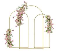 Outsunny Set de 3 Arcos de Jardín para Rosas de Metal 220/200/180 cm Dorado | Arcos de Boda, con Recubrimiento en Polvo, Resistente a la Intemperie, para Plantas Trepadoras, Decoración Patio Terraza