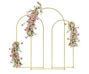 Outsunny Set de 3 Arcos de Jardín para Rosas de Metal 220/200/180 cm Dorado | Arcos de Boda, con Recubrimiento en Polvo, Resistente a la Intemperie, para Plantas Trepadoras, Decoración Patio Terraza