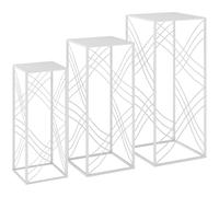 Outsunny Set de 3 soportes para plantas, 50/60/70 cm de alto, estantería metálica apilable para flores, blanco Aosom España