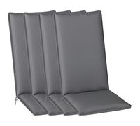 Outsunny Set de 4 Cojines para Silla de Exterior UPF50+ 124x50x5cm Gris | Cojín de respaldo alto, ataduras y correa ajustable, tejido teñido en hilo resistente a la decoloración, para jardín/patio