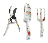 Outsunny Set de herramientas de jardinería 3 piezas en aluminio con tijeras de podar pala de jardín, rastrillo de mano ideal para podar