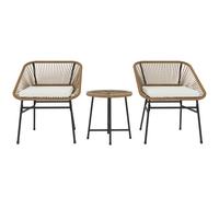 Outsunny Set de Jardín 3 Piezas en Ratán PE y Acero con 2 Sillas con Cojines y Mesita Redonda, Multicolor Aosom España