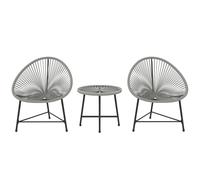 Outsunny Set de muebles de jardín de 3 piezas, 2 sillas de rattan sintético, 1 mesa con tablero de vidrio, armazón de acero, mobiliario exterior, Gris Aosom España
