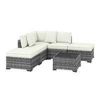 Outsunny Set de Muebles de Jardín en Rattan de 6 Piezas con Sillón Angular, Sillas Sin Reposabrazos, Reposapiés y Mesa, Gris Combinado Aosom España