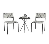 Outsunny Set de muebles de jardín Polyrattan, lounge exterior para 2 personas, 3 piezas: 2 sillas y mesa, Gris