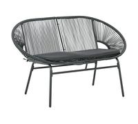 Outsunny silla acapulco de 2 plazas silla de jardín con reposabrazos cojines y marco de acero carga 260 kg para balcón terraza patio 132x72x83 cm negro
