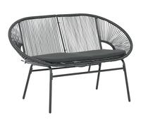 Outsunny Silla Acapulco de 2 Plazas Sofá Acapulco Silla de Jardín con Cojines Reposabrazos y Marco de Acero Carga 260 kg para Terraza Balcón Patio 132x72x83 cm Negro