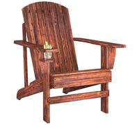 Outsunny Silla Adirondack de Madera Silla de Jardín con Reposabrazos y Respaldo Alto para Terraza Balcón Exterior 72,5x97x93 cm Marrón Aosom España