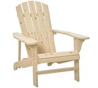 Outsunny Silla Adirondack de Madera Silla de Jardín con Asiento Extra Ancho Carga 150 kg para Patio Terraza Balcón 78x89x88 cm Natural