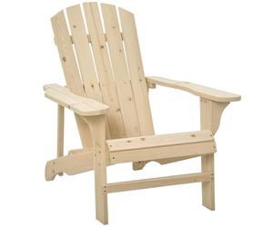 Outsunny Silla Adirondack de Madera Silla de Jardín con Asiento Extra Ancho Carga 150 kg para Patio Terraza Balcón 78x89x88 cm Natural