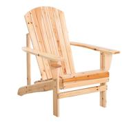 Outsunny Silla Adirondack de Madera Silla de Jardín con Reposabrazos y Respaldo Alto para Terraza Balcón Exterior 72,5x97x93 cm Natural Aosom España