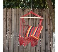Outsunny Silla Colgante de Algodón Silla Columpio Poliéster para Interior Exterior Terraza Carga 120 kg Multicolor Aosom España
