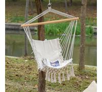 Outsunny Silla Colgante con Borlas Carga 120 kg para Interior y Exterior Blanco BLANCO
