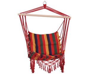 Outsunny Silla Colgante de Algodón Silla Columpio Poliéster para Interior Exterior Terraza Carga 120 kg Multicolor Aosom España