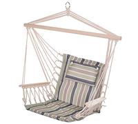Outsunny Silla Colgante Estampado Rayas Hamaca con Cojín Reposacabezas para Interior Exterior 100x106 cm Carga Máx. 100 kg