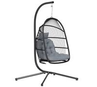 Outsunny Silla Colgante Huevo Altura Ajustable Plegable Silla Colgante con Cojín Cómodo y Estructura Resistente 150 kg Gris Aosom España