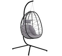 Outsunny Silla Colgante Huevo con Soporte Cesta Plegable 120 kg Gris