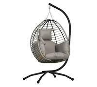 Outsunny Silla colgante huevo con soporte, cesta plegable, reposacabezas, carga 120 kg, Gris