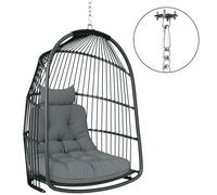 Outsunny Silla Colgante Mecedora Plegable de Interior y Exterior con Cojín y Reposacabezas Gris Oscuro Aosom España