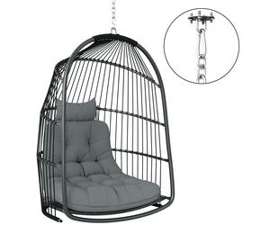 Outsunny Silla Colgante Mecedora Plegable de Interior y Exterior con Cojín y Reposacabezas Gris Oscuro Aosom España