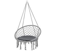 Outsunny Silla Colgante Redondo de Ø60 cm con Cojín 80x80x42 cm Gris | Silla Hamaca Columpio, Cuerda de Algodón, para Interior y Exterior, Carga 120 kg