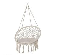 Outsunny Silla Colgante Redondo de Ø60 cm Silla Hamaca Columpio con Cojín y Cuerda de Algodón para Interior y Exterior Carga 120 kg 80x80x42 cm Beige