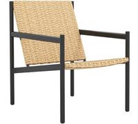 Outsunny Silla de Ratán de Jardín Individual Silla para Exterior Resistente a la Intemperie con Reposabrazos Respaldo Inclinado y Estructura de Acero Carga 120 kg para Terraza Patio Balcón Natural