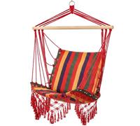 Outsunny Silla colgante Hamaca algodón/poliéster para interior y exterior Terraza 120 kg Multicolor