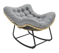 Outsunny - Silla mecedora de jardín para interior y exterior, de resina trenzada, con cojín suave, sillón de huevo para terraza, balcón, dormitorio, 110 x 87 x 70 cm, color gris