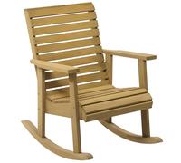 Outsunny Silla Mecedora de Madera de Abeto Mecedora Balancín con Reposabrazos y Diseño de Lamas Carga 130 kg para Jardín Terraza Patio Porche 86x64x85 cm Natural
