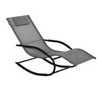 Outsunny Silla mecedora ergonómica con reposacabezas y brazos de metal galvanizado textileno Gris Aosom España
