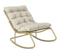 Outsunny Silla Mecedora Exterior, Asiento 63 cm, Cojín incluido, Color Kaki. Aosom España