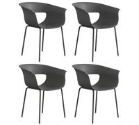 Outsunny Sillas de jardín 4 unidades - Set ergonómico para balcón con diseño abierto, reposabrazos, resistente a la intemperie, Gris oscuro Aosom España