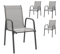 Outsunny Sillas de jardín 4 unidades Sillas de terraza apilables con respaldo transpirable, reposabrazos 120 kg de carga Aosom España