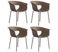 Outsunny Sillas de jardín Set de 4 ergonómicas para balcón con diseño con corte y reposabrazos resistentes a la intemperie inoxidables Café Aosom España