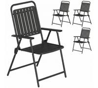 Outsunny Sillas de Jardín Set de 4 Sillas Plegables con Reposabrazos Respaldo y Asiento Marco Metálico 55x63x93 cm Negro Aosom España