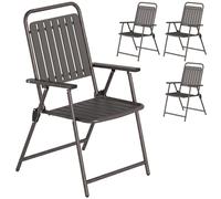 Outsunny Sillas de Jardín Set de 4 Sillas Plegables con Reposabrazos Respaldo y Asiento Marco Metálico 55x63x93 cm Marrón Aosom España