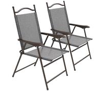 Outsunny Sillas Plegables 2er-Set, Silla jardín con Brazos Gris